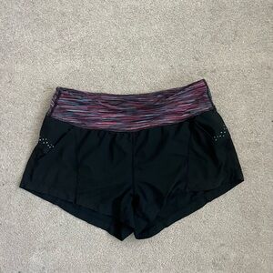 Zella Black and Pink Athletic Shorts Stretchy Form-Fitting Design